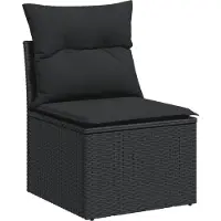 vidaXL 5-tlg. Garten-Sofagarnitur mit Kissen Schwarz Poly Rattan