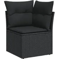 vidaXL 7-tlg. Garten-Sofagarnitur mit Kissen Schwarz Poly Rattan