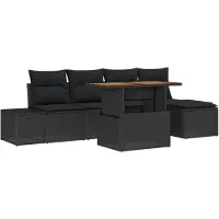 vidaXL Gartensofa-set 6 Stk. Schwarz Poly-Rattan