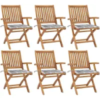 vidaXL Klappbare Gartenstühle mit Kissen 6 Stk. Massivholz Teak