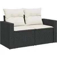 vidaXL 4-tlg. Garten-Sofagarnitur mit Kissen Schwarz Poly Rattan