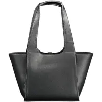 Tommy Hilfiger Elegante Schultertasche für Damen – Schwarz, Kontrastdetails & Druckknopf