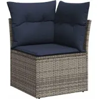 vidaXL 5-tlg. Garten-Sofagarnitur mit Kissen Grau Poly Rattan