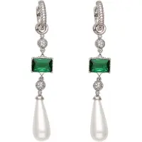Faina Women Dangle Earrings in Silver Green White | Gr.: onesize