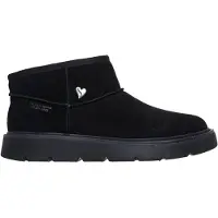 SKECHERS Slip-Ins Keep Street - Cozy Mini Enkellaarsjes Plat - zwart - Maat 40