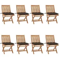 vidaXL Klappstühle mit Kissen, 8-teilig, Massivholz Teakholz