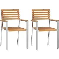 vidaXL Gartenstuhl 2 Stk. Massives Teakholz und Edelstahl