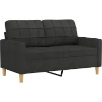 vidaXL 3-tlg. Sofagarnitur mit Kissen Schwarz Stoff