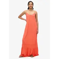 Superdry für Damen. W8011955A Langes orangefarbenes trägerloses Kleid (M), Lässig, Party, Viskose, Ärmellos / Hosenträger