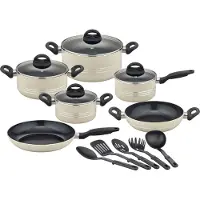 GSW Topf-Set "Milano, inkl. 5-teiliges Küchenhelfer-Set" Set, je 1 Kochtopf 16/20/24cm, 1 Stielkasserolle 16cm, je 1 Pfanne 24/28cm, 15 Stk. tlg. Aluminium Kunststoff