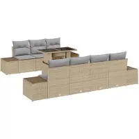vidaXL Sofa Set 8 Stk. Beige und Hellgrau Poly-Rattan