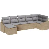 vidaXL Sofa Set 7 stk. Beige [Synthetisch]: Poly Rattan