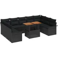 vidaXL Garten-Sofa-Set 10 Stk. Schwarz
