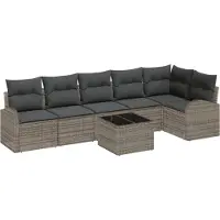 vidaXL Gartensofa-set Grau Poly-Rattan