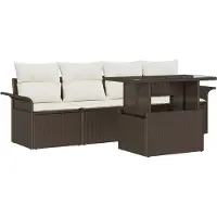 vidaXL Gartensofa-set 5 stk. Braun Poly-Rattan