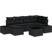 vidaXL Gartensofa-set 7 stk. Schwarz Poly-Rattan