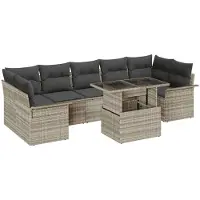 vidaXL Gartensofa-set 8 Stk. Hellgrau Poly-Rattan