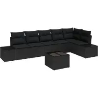 vidaXL Gartensofa-set 7 stk. Schwarz Poly-Rattan