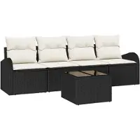 vidaXL Gartensofa-set Schwarz 55 x 55 x 37 cm Poly-Rattan