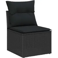vidaXL Gartensofa-set mit Kissen 7 pcs Schwarz Poly-Rattan