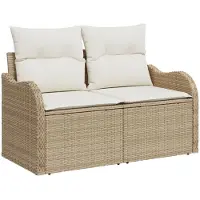 vidaXL Garten-Sofa-Set 9 stk. Beige Poly Rattan