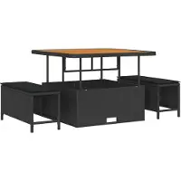 vidaXL Garten Essgruppe 3 stk. Schwarz Poly-Rattan