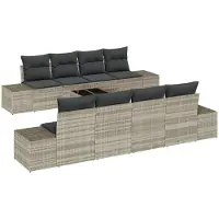 vidaXL Sofa Set 7 stk. Hellgrau [Synthetisch]: Poly Rattan
