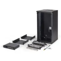 Digitus Netzwerk-Set SOHO Pro, 254 mm (10") - 12HE, 315 x 300 mm (B x T), Wandmontiertes Regal, 12U, 60 kg, Sperrschloss, Ablageschienen, Verbessertes Kabelmanagement