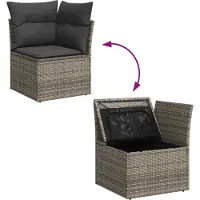 vidaXL Gartensofa-set mit Speicher 4 pcs Grau Poly-Rattan