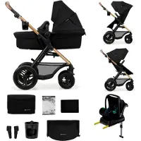 Kinderkraft MOOV 2 AIR - 4-in-1 Kinderwagen - Babywanne, Buggy und MINK PRO i-Size - Aufblasbare Räder - UPF50+ Verdeck - Bis 27 kg - Zwart