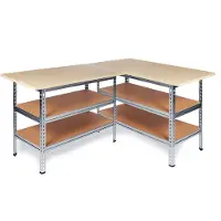 Ondis24 Werkbank "Werkstatt Ecklösung "Sparfuchs" 2 Stk. tlg. 180 x 120 x 85 (H) cm, bis 320 kg belastbar, Arbeitsplatte 25 mm