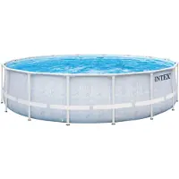 Intex 26746GN - Frame Pool Set - Chevron (488x122cm) mit Pumpe Leiter Plane Abdeckung