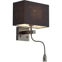 QAZQA Moderne Wandleuchte in Gunmetal mit schwarzem Schirm und Lesearm inkl. LED - Bergamo