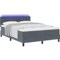 vidaXL LED Boxspringbett mit Kopfteil Dunkelgrau 140 x 200 cm Samt