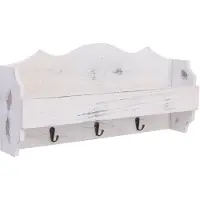 Décoshop26 - Weiße Wandgarderobe mit 3 Haken 50x10x23 cm Holz DEC024210