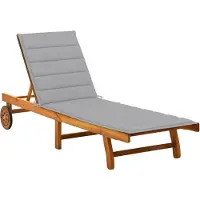 Helloshop26 - Sonnenliege Deckstuhl Sonnenbett Gartenbett Terrassenmöbel mit Kissen massives Akazienholz 02_0012409