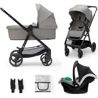 Kinderkraft Kombi-Kinderwagen "NEWLY 3IN1 MINK PRO", Baby, grau (moonlight grau), Kinderwagen Kombi-Kinderwagen