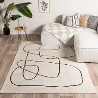 FRAAI Japandi Teppich - Yori Lines Creme Schwarz 80x150 cm
