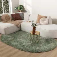 NATURL. Shaggy Teppich Oval - Blaze Grün 160x230 cm
