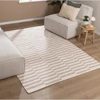FRAAI Baumwollteppich - Dazzle Blocks Beige Weiß 160x230 cm