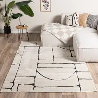 FRAAI Japandi Teppich - Yori Blocks Creme Schwarz 120x170 cm