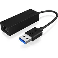 Icy Box IB-AC501a, USB 3.2 Gen 1 (Type-A) zu Gigabit Ethernet Lan Adapter, schwarz, Kabelgebunden, USB, Ethernet, 1000 Mbit/s, Schwarz