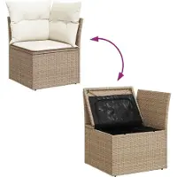vidaXL Gartensofa-set mit Kissen mit Speicher 9 pcs Beige Poly Rattan