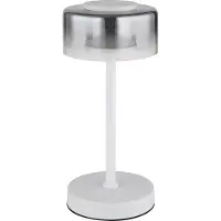 Globo Design-Tischlampe Belinda weiß mit Rauchglas