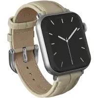 Burga Armband aus echtem Leder für Apple Watch | 38/40/41/42 mm - Buttermelt / Silver
