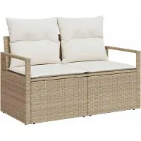 vidaXL Gartensofa-set mit Kissen 6 pcs Beige Poly-Rattan