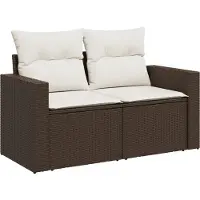 vidaXL 3-tlg. Garten-Sofagarnitur mit Kissen Braun Poly Rattan