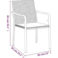 vidaXL 5-tlg. Garten-Essgruppe mit Kissen Poly Rattan und Stahl