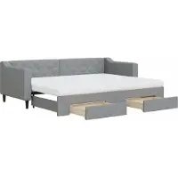 vidaXL Tagesbett Ausziehbar mit Schubladen Hellgrau 80x200 cm Stoff