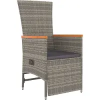 vidaXL 5-tlg. Garten-Essgruppe mit Kissen Grau Poly Rattan